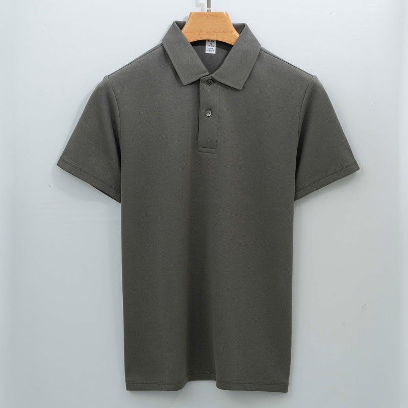 Cotton Seamless Polo-neck Short-sleeve T-shirt