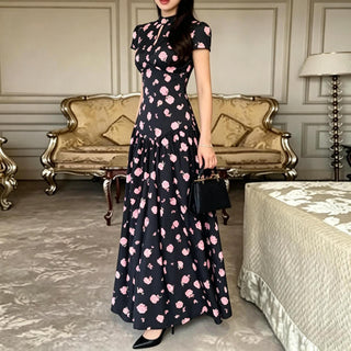 Fashionable Elegant And Loose-fitting Long Dress With A Botanical Print