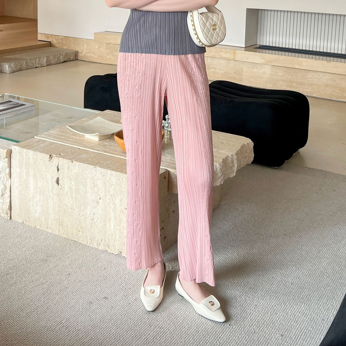 High-end Pleated Embroidered Straight Leg Casual Fashion Pants