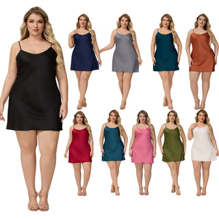 Elegant Satin Chiffon Sleepwear for Women, Summer Strap Sexy Nightdress, Simple Home Wear