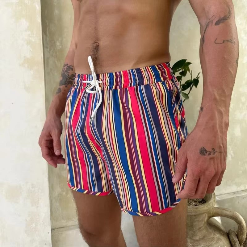 Men's Sport Casual Shorts Polyester Woven Quick-Dry All-Over Print Single-Layer Beach Shorts