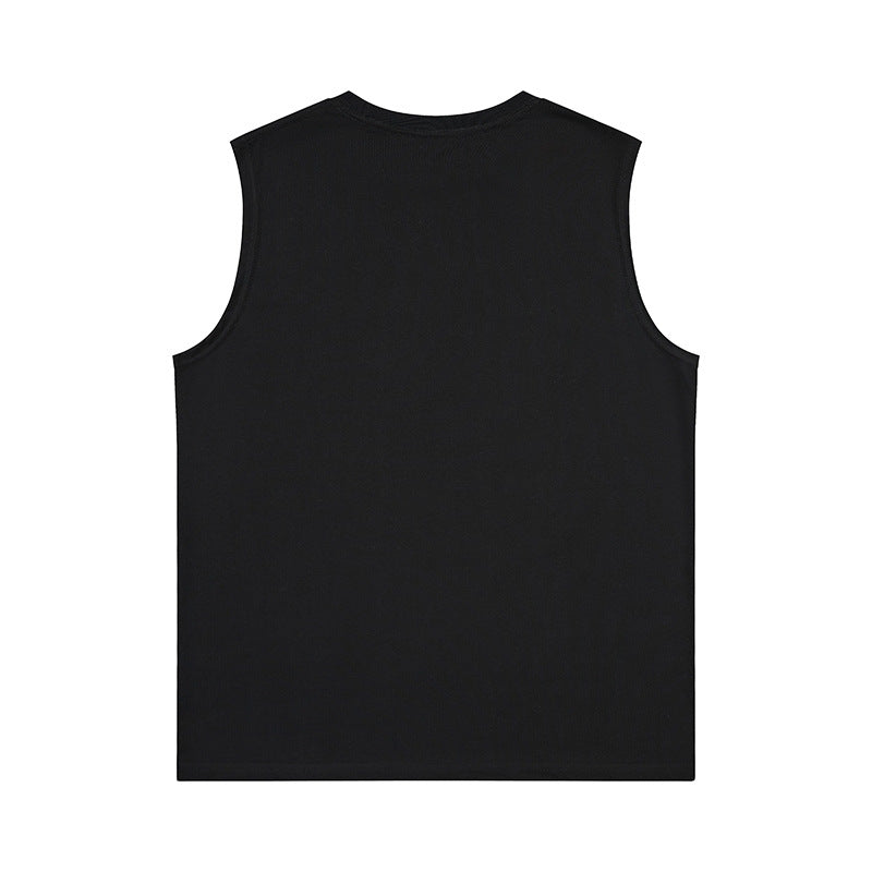 Cross Gothic letter embroidered wide shoulder vest