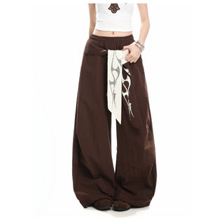 Street Letter Flame Ribbon Casual Sweatpants Loose Versatile Pants