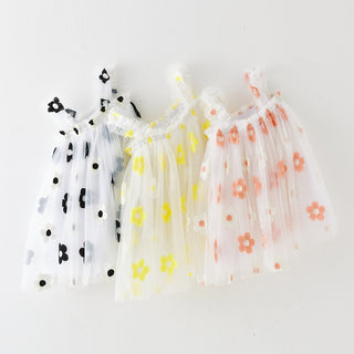 INS Summer New Style Strap Girls Dress Embroidered Sweet Tulle Dress Children's Formal Dress Princess Dress Wholesale