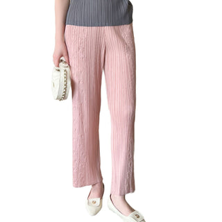 High-end Pleated Embroidered Straight Leg Casual Fashion Pants