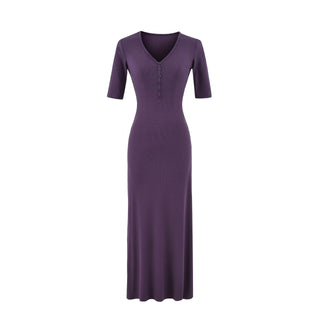 V-neck slim fit hip hugging long skirt