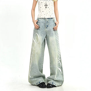 Simple Distressed Washed Knife-Edge Denim Pants