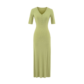 V-neck slim fit hip hugging long skirt