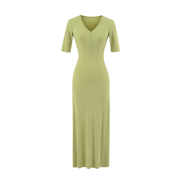 V-neck slim fit hip hugging long skirt