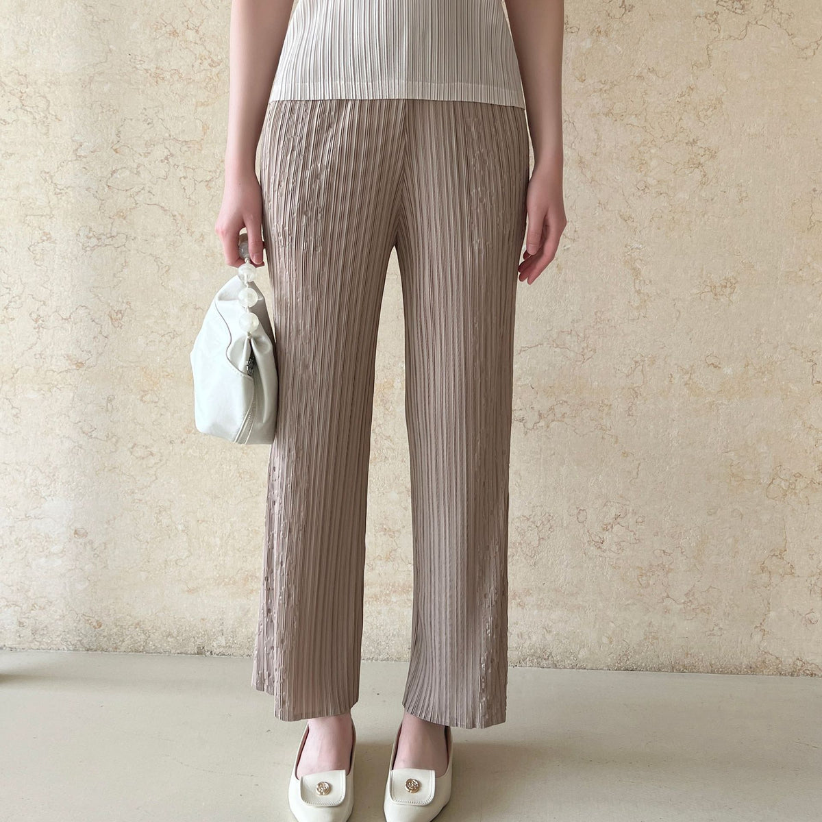 High-end Pleated Embroidered Straight Leg Casual Fashion Pants