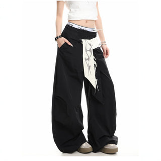 Street Letter Flame Ribbon Casual Sweatpants Loose Versatile Pants