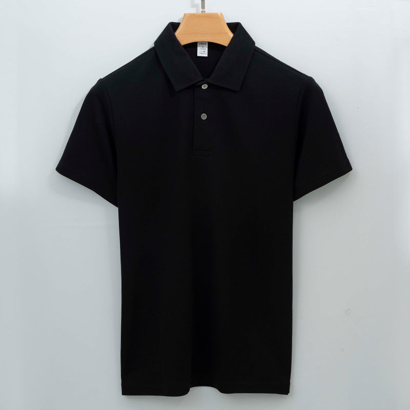Cotton Seamless Polo-neck Short-sleeve T-shirt