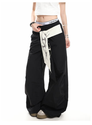 Street Letter Flame Ribbon Casual Sweatpants Loose Versatile Pants