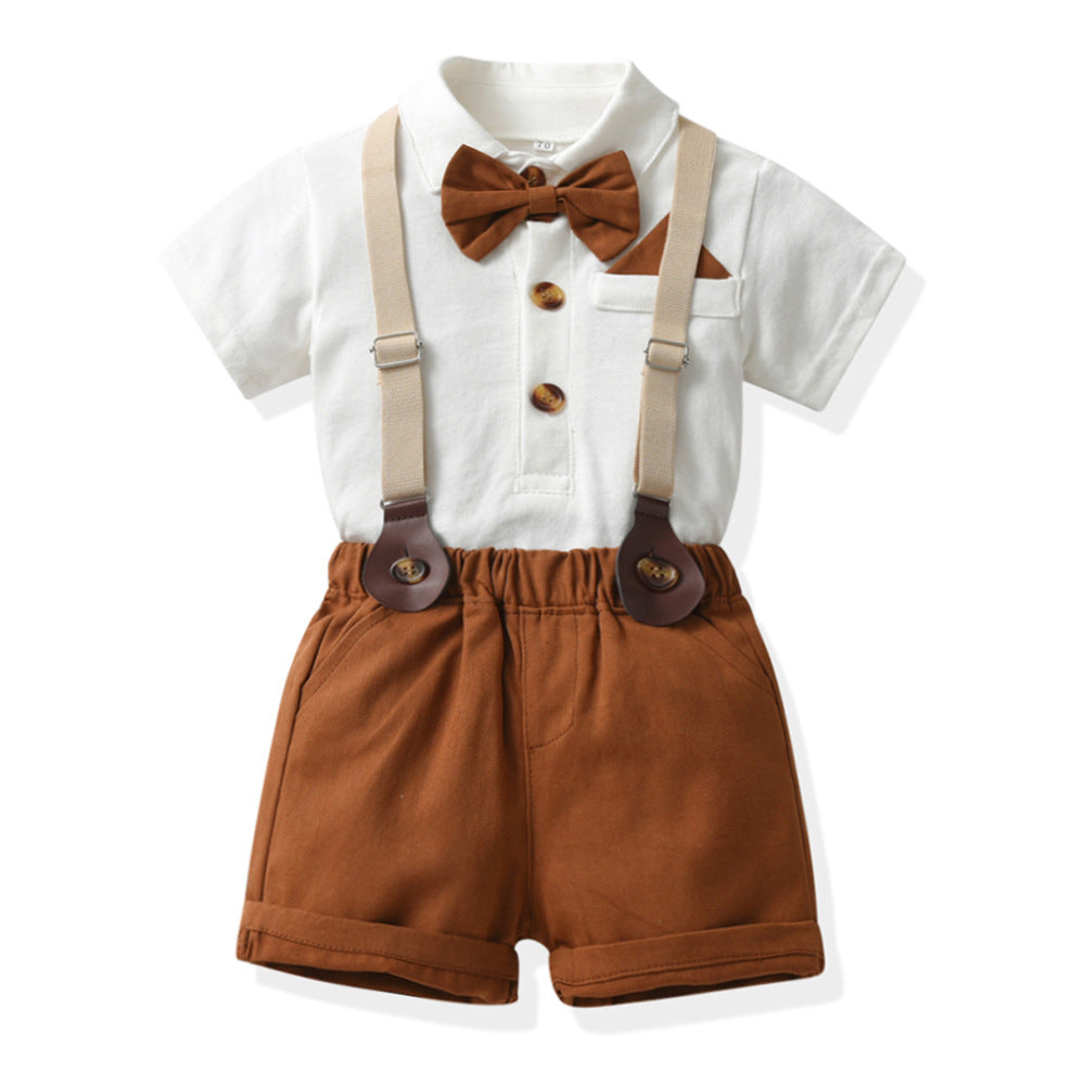 Boy's Short Sleeve T-Shirt Set, Fashionable and Stylish Baby Summer Outfit, Casual Kids Clothes for Toddlers