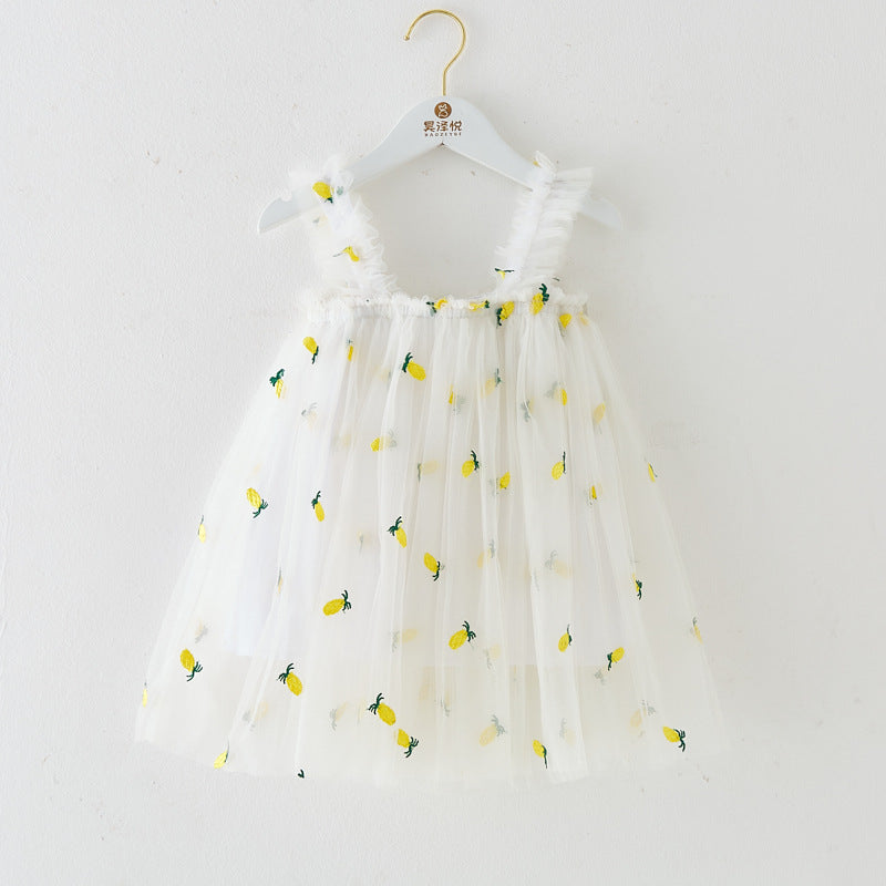 INS Summer New Style Strap Girls Dress Embroidered Sweet Tulle Dress Children's Formal Dress Princess Dress Wholesale