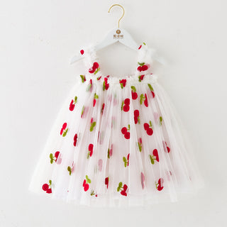 INS Summer New Style Strap Girls Dress Embroidered Sweet Tulle Dress Children's Formal Dress Princess Dress Wholesale