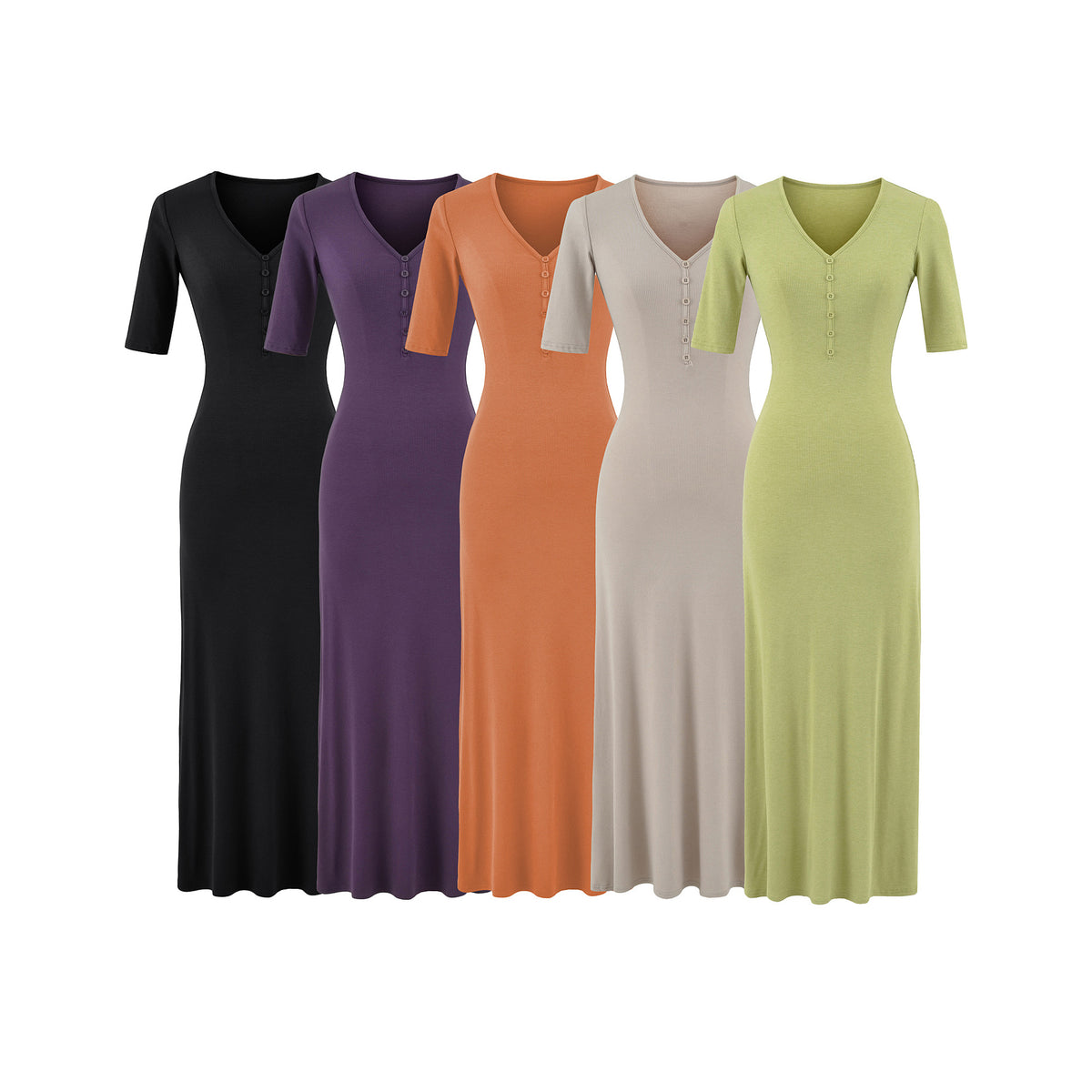 V-neck slim fit hip hugging long skirt