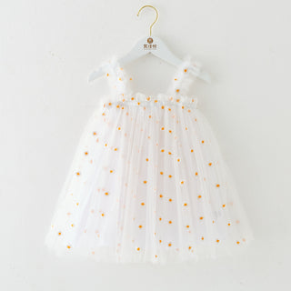 INS Summer New Style Strap Girls Dress Embroidered Sweet Tulle Dress Children's Formal Dress Princess Dress Wholesale