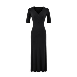 V-neck slim fit hip hugging long skirt