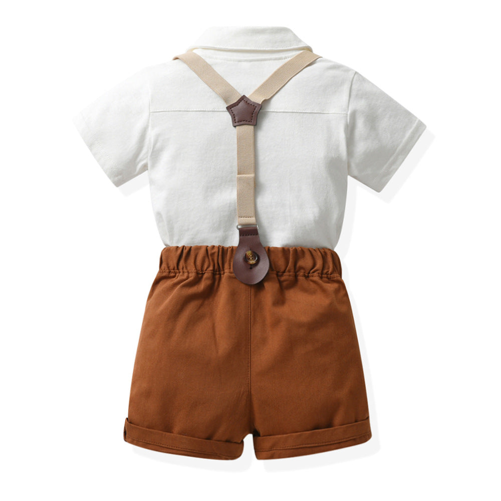 Boy's Short Sleeve T-Shirt Set, Fashionable and Stylish Baby Summer Outfit, Casual Kids Clothes for Toddlers