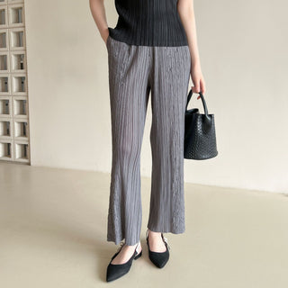 High-end Pleated Embroidered Straight Leg Casual Fashion Pants