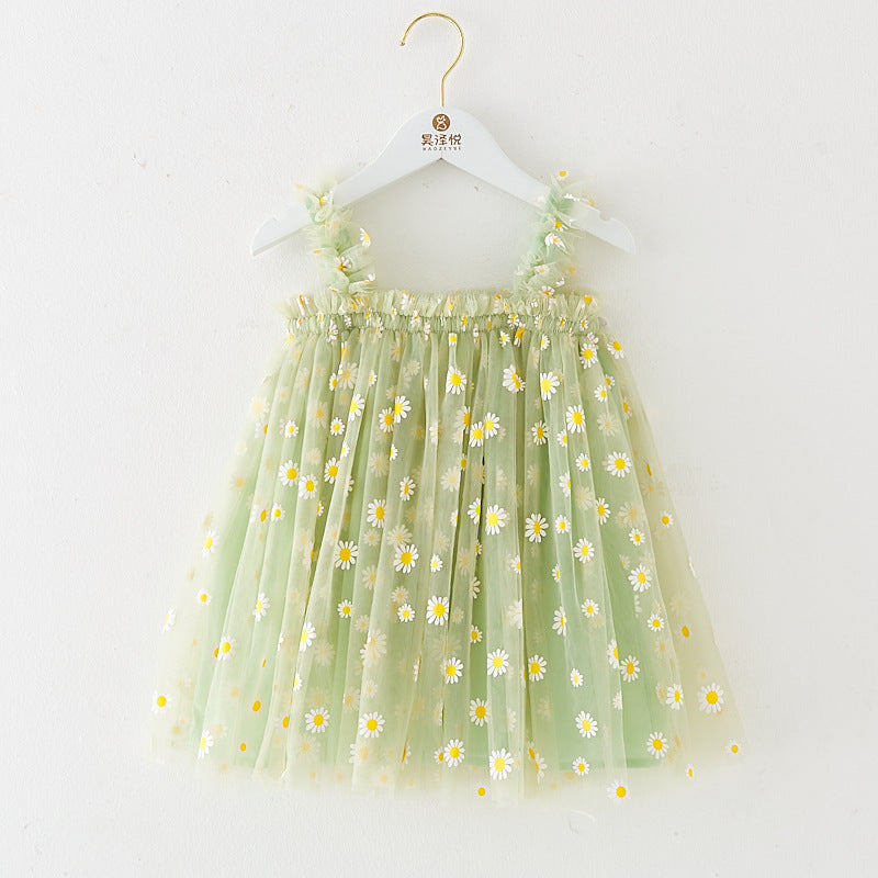INS Summer New Style Strap Girls Dress Embroidered Sweet Tulle Dress Children's Formal Dress Princess Dress Wholesale