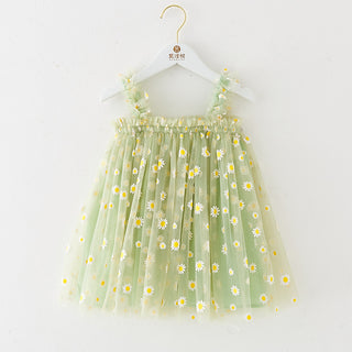 INS Summer New Style Strap Girls Dress Embroidered Sweet Tulle Dress Children's Formal Dress Princess Dress Wholesale
