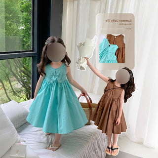 Children's Dress Summer New Fashion Casual Sleeveless Tank Princess Dress Trendy for Toddler and Kids