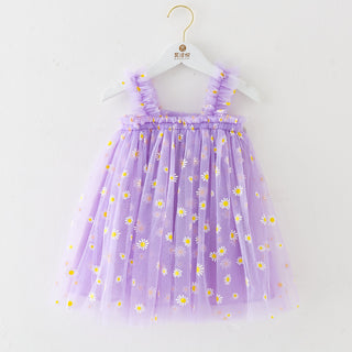 INS Summer New Style Strap Girls Dress Embroidered Sweet Tulle Dress Children's Formal Dress Princess Dress Wholesale