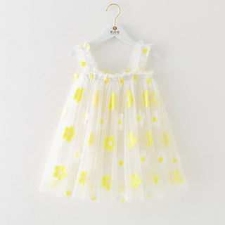 INS Summer New Style Strap Girls Dress Embroidered Sweet Tulle Dress Children's Formal Dress Princess Dress Wholesale