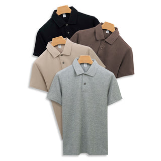 Cotton Seamless Polo-neck Short-sleeve T-shirt