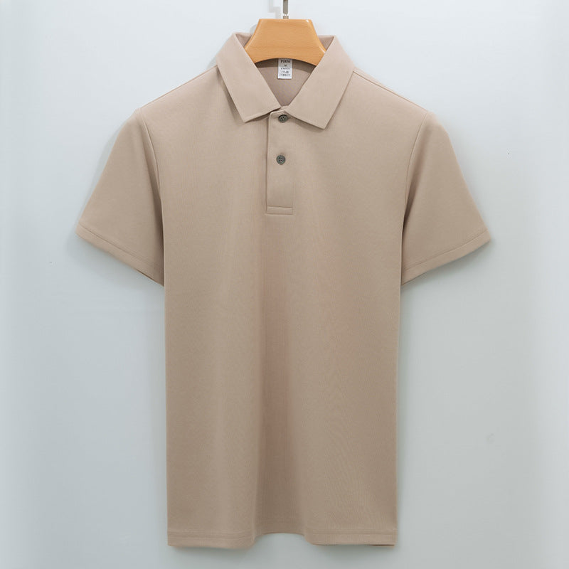 Cotton Seamless Polo-neck Short-sleeve T-shirt