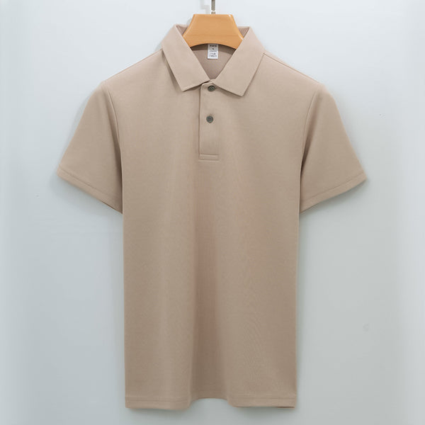 Cotton Seamless Polo-neck Short-sleeve T-shirt