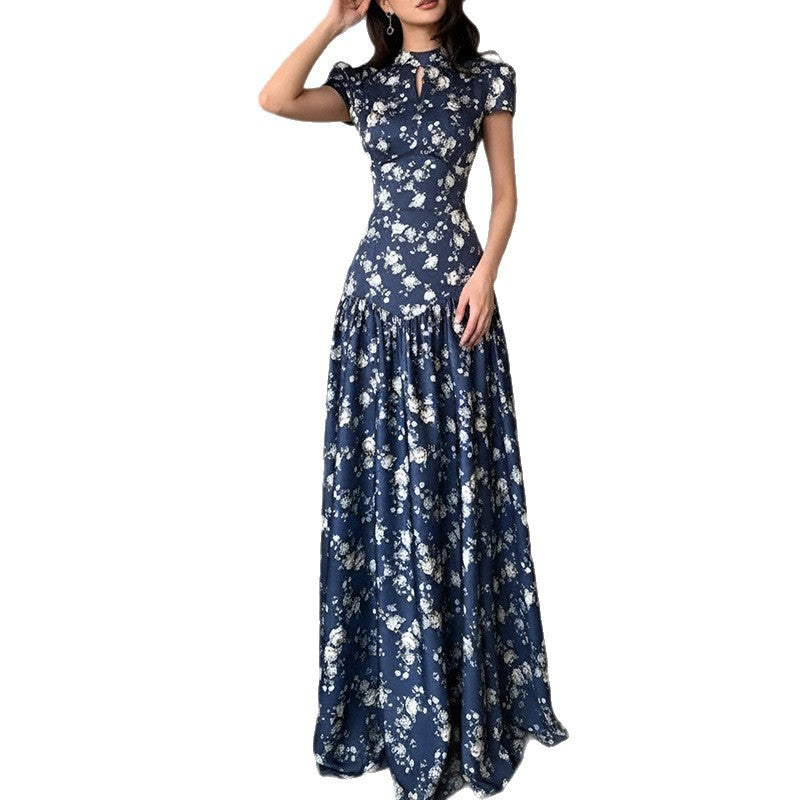 Fashionable Elegant And Loose-fitting Long Dress With A Botanical Print