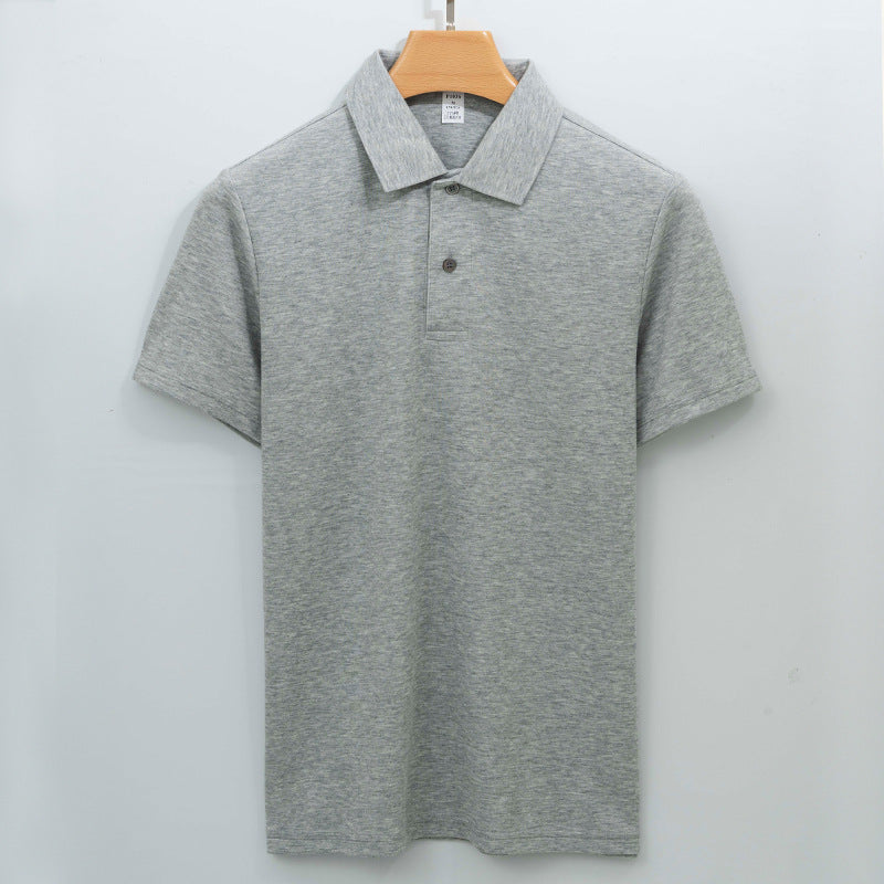 Cotton Seamless Polo-neck Short-sleeve T-shirt