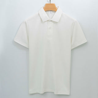 Cotton Seamless Polo-neck Short-sleeve T-shirt