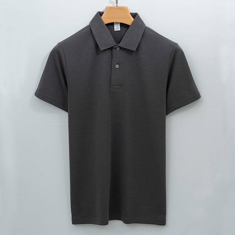 Cotton Seamless Polo-neck Short-sleeve T-shirt